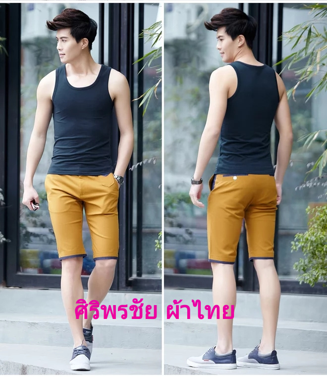 เสื้อผู้ชายคลาสสิกกล้าม ใส่แล้วท็อปส์เพียวสีขาวดำ หยุ่นผ้าฝ้ายไลคร่าเสื้อยืดเสื้อกล้าม เสื้อยืดเกาหลีคอวีชาย ดำ