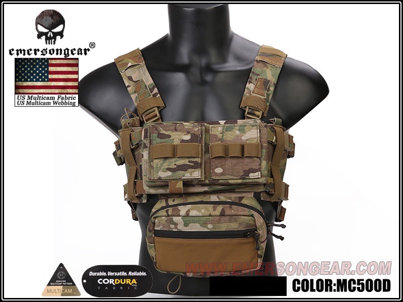 Micro Fight Chissis MK3 Chest Rig ยี่ห้อ Emerson คุณสมบัติ : #เสื้อเวสทำจากผ้าCordura แท้100% #เสื้อเวสออกแบบมาให้สวมใส่ง่าย คนตัวใหญ่ก็สามารถใส่ได้ #มีช่องเก็บของมากมาย #เพ้าบริเวณหน้าอกสามารถถอดเปลี่ยนได้ตามความต้องการ #สามารถพกแม็กกระซีนปืนยาวได้4แม็ก 