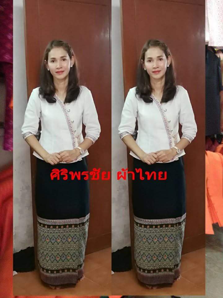 เสื้อผ้าไทยพื้นเมืองแขนสามส่วนสีขาว เสื้อผ้าฝ้ายสวยๆสีขาวเดินเทปคู่ เสื้อทำงานผ้าไทยแขนสามส่วน เสื้อผ้าฝ้ายคอจีนสีขาว สีขาว