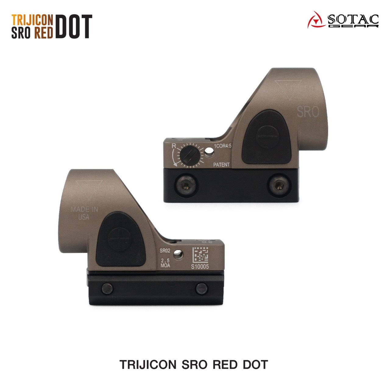 (clap)สินค้ามีสีเข้ามาเพิ่มค่ะ (fire)Trijicon SRO Red Dot ผลิตจากวัสดุ Aluminum ทำผิว hard anodized ขนาด 2.5 MOA Dot Red dot สีแดง คมชัด รูปร่างขนาดเล็ก Low Profile มาพร้อมขาจับ mount แบบ 20 มม. และ Glock mount ( บีบีกัน ) ปรับระดับความสว่างง่าย +/- ด้านข