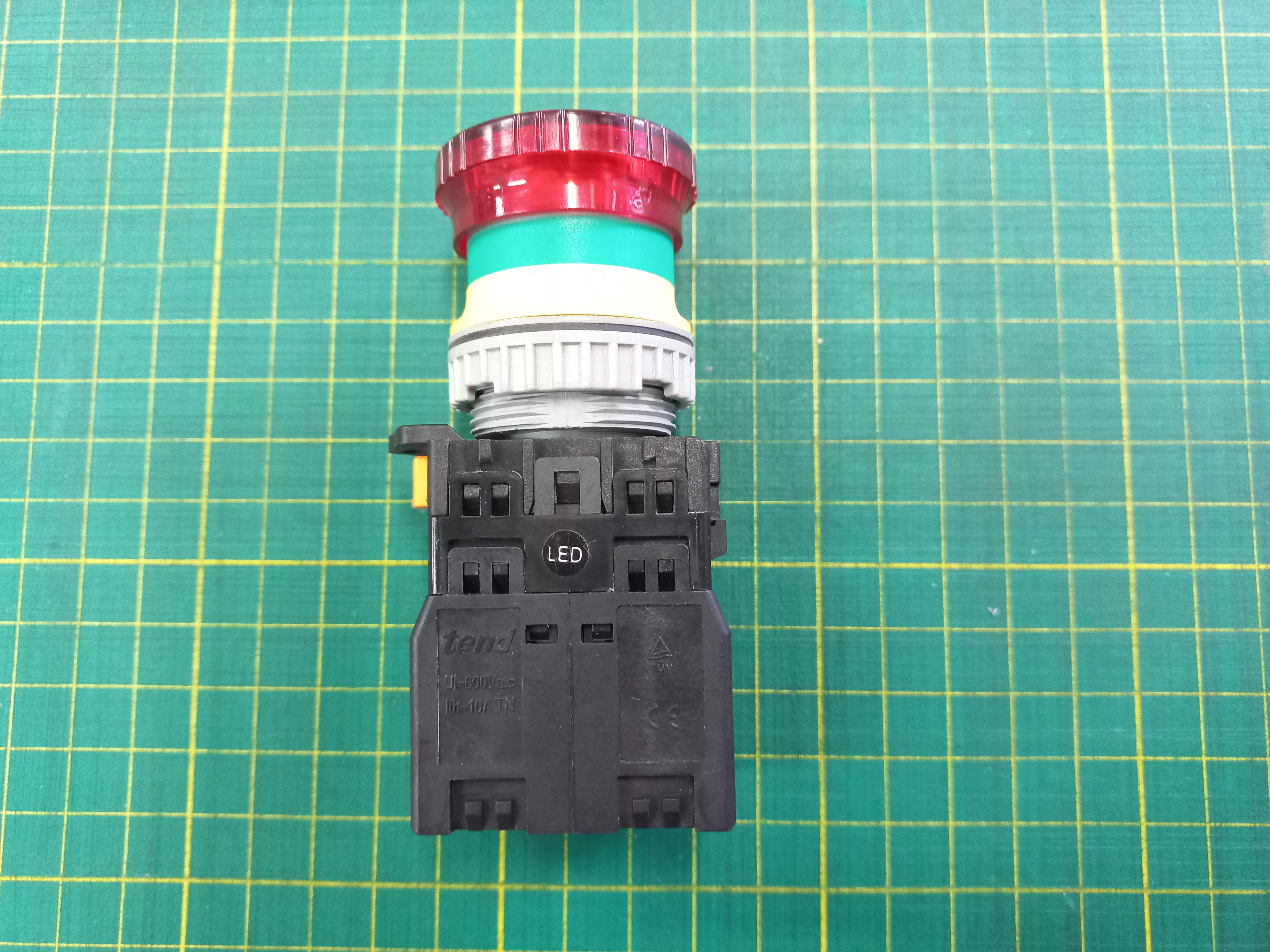 ปุ่มกดมีแลมป์ LED สีแดง Push Button Switch 1NO,1NC รู 30 mm ไฟ 24V AC/DC