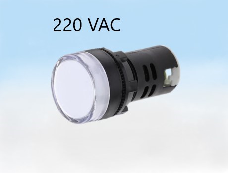 Pilot Lamp LED ไฟตู้ควบคุม สีขาว TEND รู 22 mm ไฟ 220 VAC