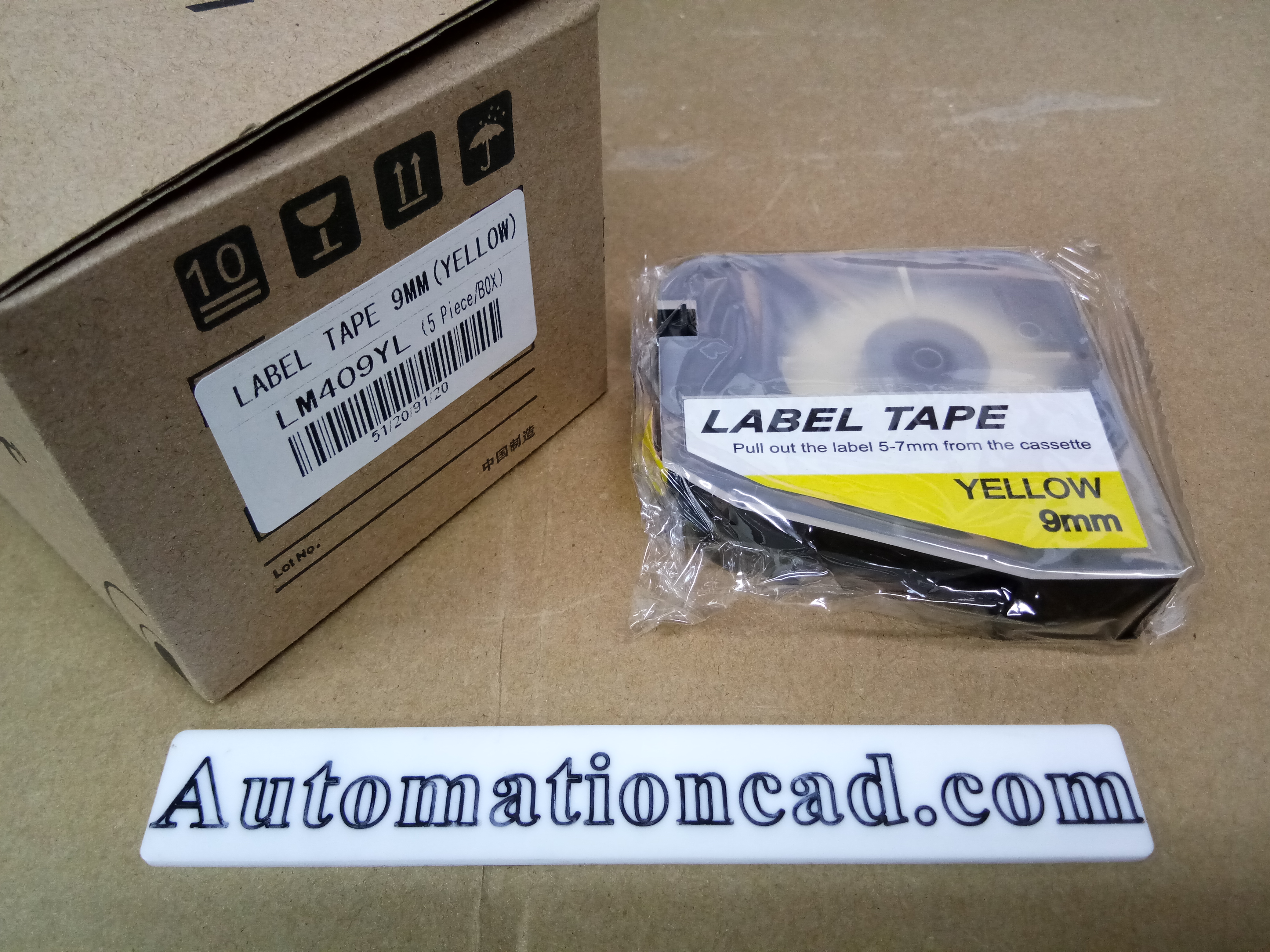 สติ๊กเกอร์ Label เหลือง 9 mm. ใช้กับเครื่องพิมพ์ฮอตมาร์ค L-mark รุ่น LK-320