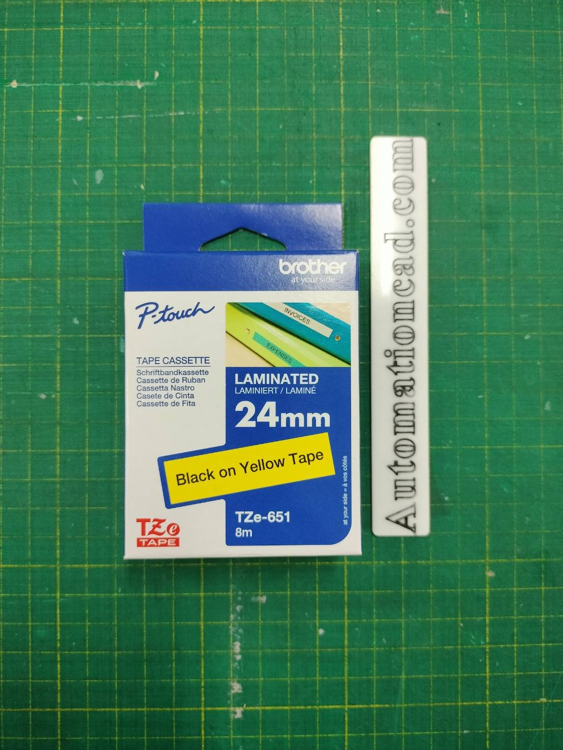 เทปพิมพ์อักษร TZE-651 ขนาด 24 มม. อักษรสีดำพื้นเหลือง แบบเคลือบพลาสติก Brother