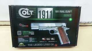 New.CoLt. 1911. Co2 cyber Gun. รางล่าง กริ๊บไม้ เฟรมเนื่อทรายเทา สไลด์เงิน ราคาพิเศษ