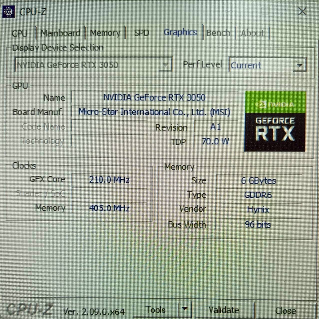 RTX 3050 MSI GDDR6 6GB 96bit ประกัน Achieva 01/05/2028