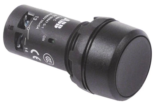 ปุ่มกด ABB 1NO+1NC สวิตซ์กดเด้งกลับ สีดำ รู 22 mm Push Button Switch