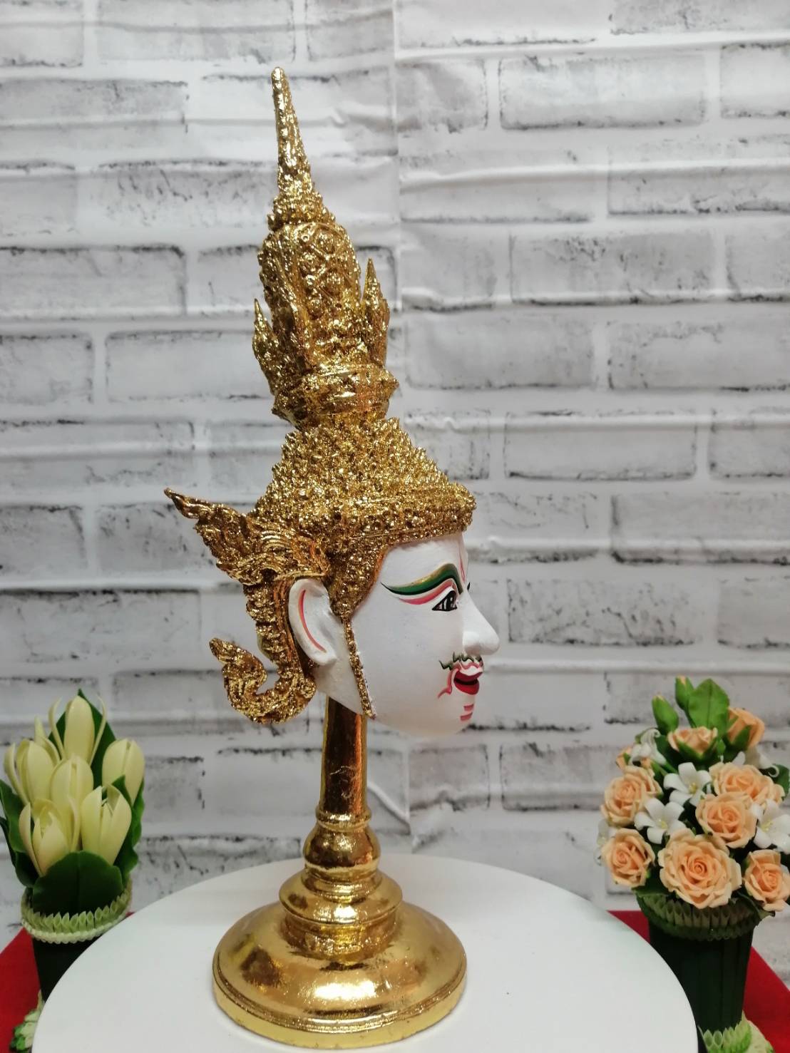 เศียรครู พระปัญจะสิงขร ขนาด 5 นิ้ว พร้อมฐานปิดทอง