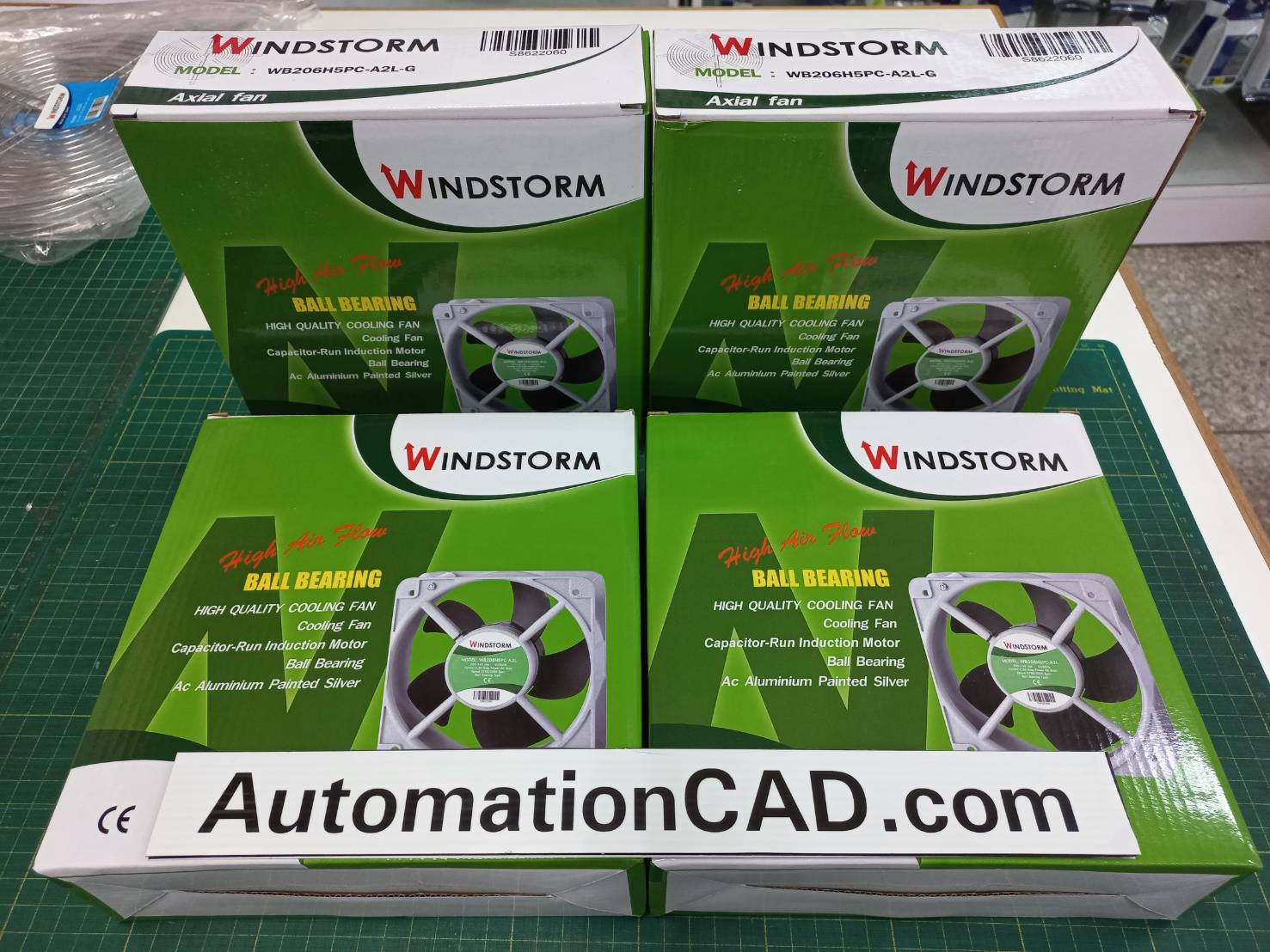 พัดลมระบายอากาศ WINDSTORM ขนาด 8 นิ้ว ไฟ 60W พร้อมตะแกรง ลูกปืนแบบ Ball Bearing