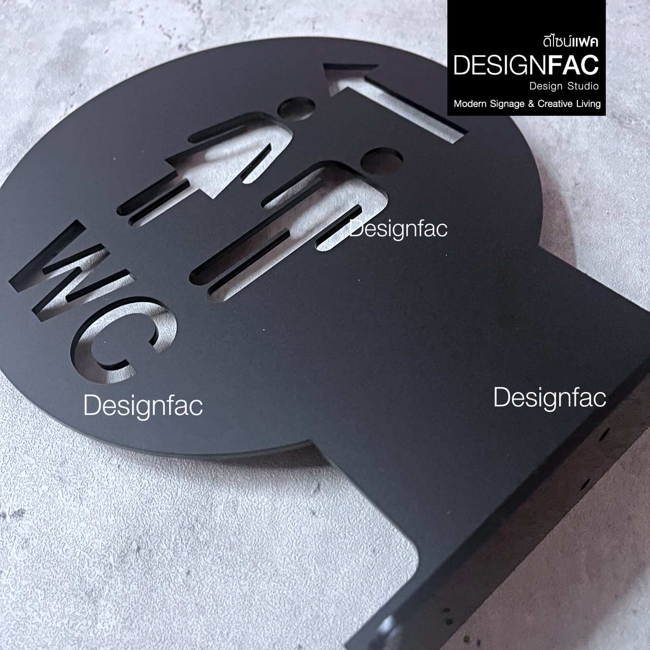 ป้ายห้องน้ำ WC แบบยื่นติดผนังลาย2ด้าน ป้ายสัญลักษณ์ห้องน้ำ ป้ายสุขา สไตล์โมเดิร์น มินิมอล