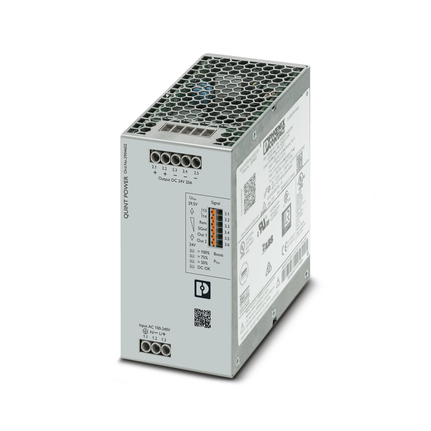 POWER SUPPLY QUINT4-PS/1AC/24DC/20 - 2904602 PHOENIX CONTACT พาวเวอร์ซัพพลาย 24VDC 20 A