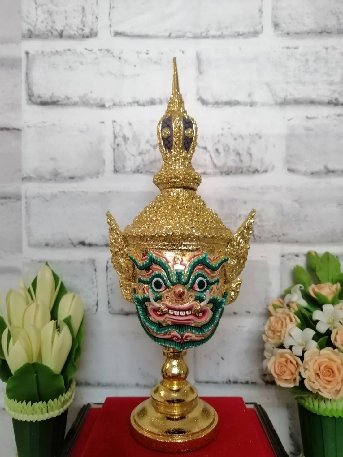 ท้าวเวสสุวรรณ ขนาดกลาง งานละเอียด เรซิ่นปิดทอง พร้อมฐานปิดทอง