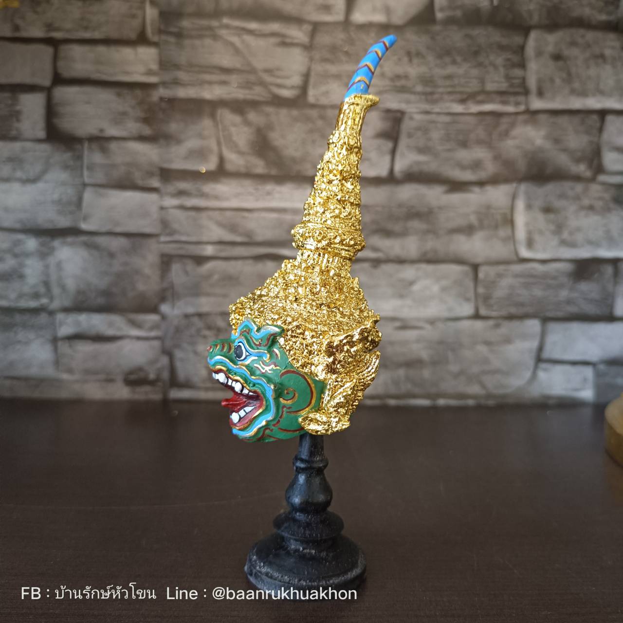 หัวโขนจิ๋ว พาลี เกรดพรีเมี่ยม เรซิ่นปิดทอง พร้อมขาตั้งสีดำ