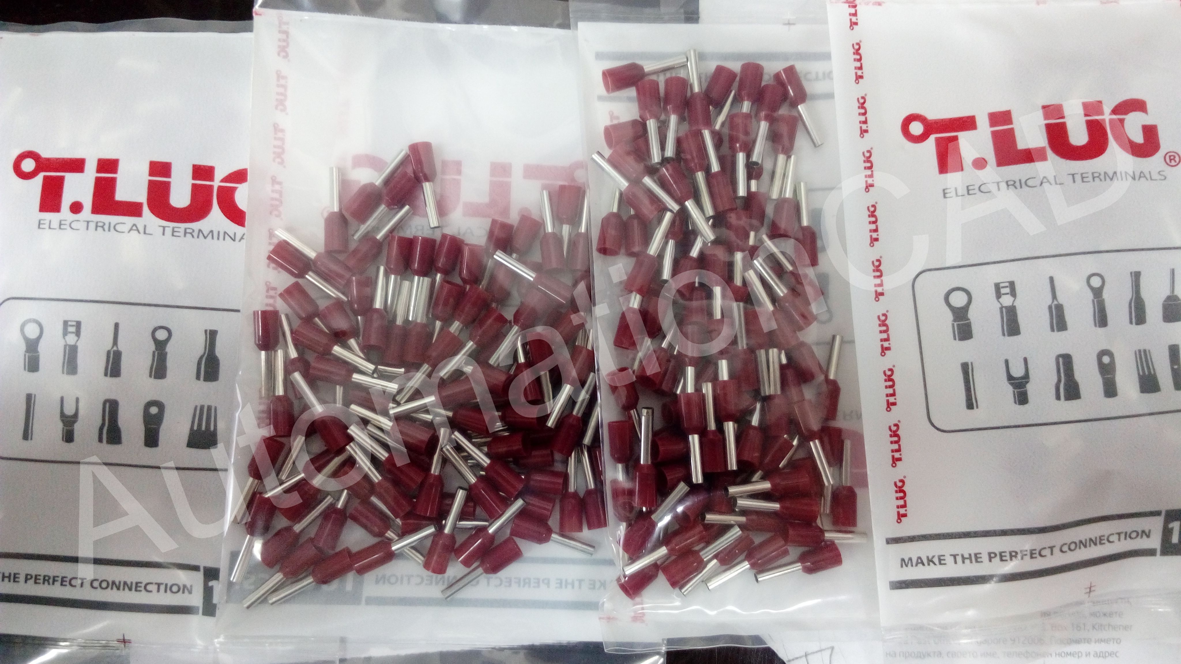 ข้อต่อย้ำปลายสาย แบบเดี่ยวหุ้ม สีแดง CE1.0-8 TLUG ใช้กับสายไฟ 1.0sq.mm (100 ชิ้น/ห่อ)