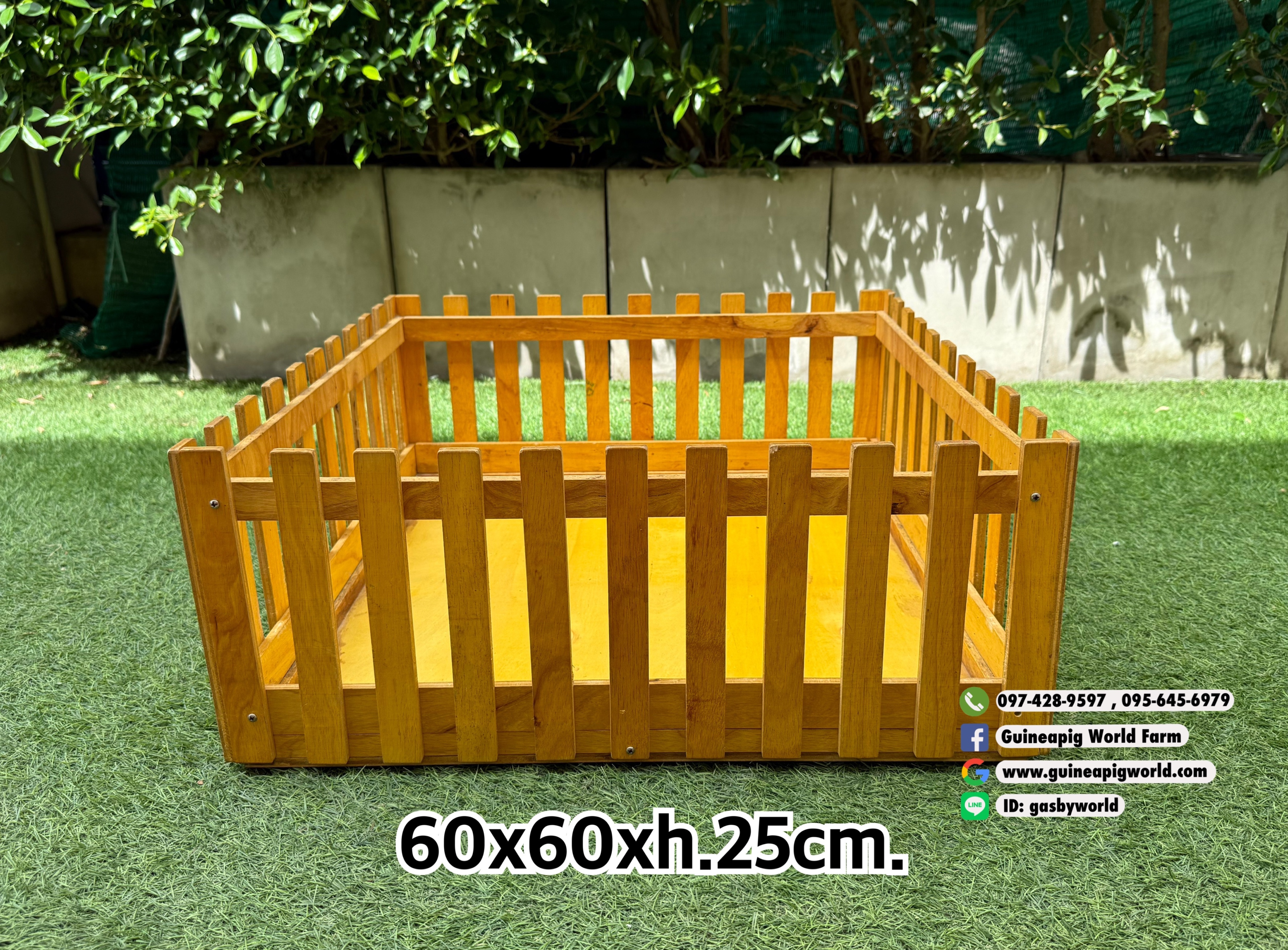 #1 รั้วไม้พร้อมพื้นพับได้ 60X60Xh.25cm.