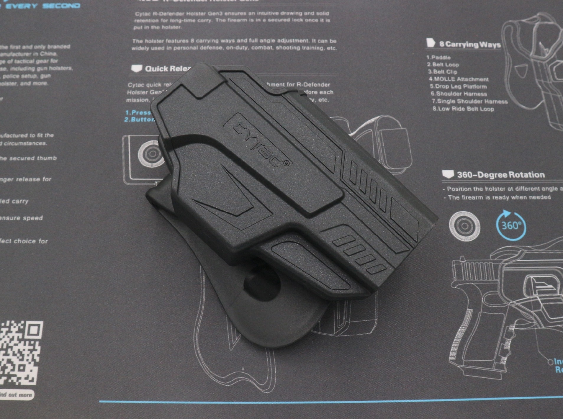 New. ซองพกนอก ปลดล็อคนิ้วโป้ง รุ่น Glock 19 ( Gen 1-5 ) ( Cytac T-Thumbsmart Holster V2.0 ) ⚡️ผลิตจากวัสดุ Polymer เกรดคุณภาพ แข็งแรงทนทาน ⚡️ออกแบบให้ปลดล็อคนิ้วโป้ง ใช้งานง่ายเป็นธรรมชาติ และปลอดภัยยิ่งขึ้น ⚡สามารถปรับกระชับ เพื่อลดก