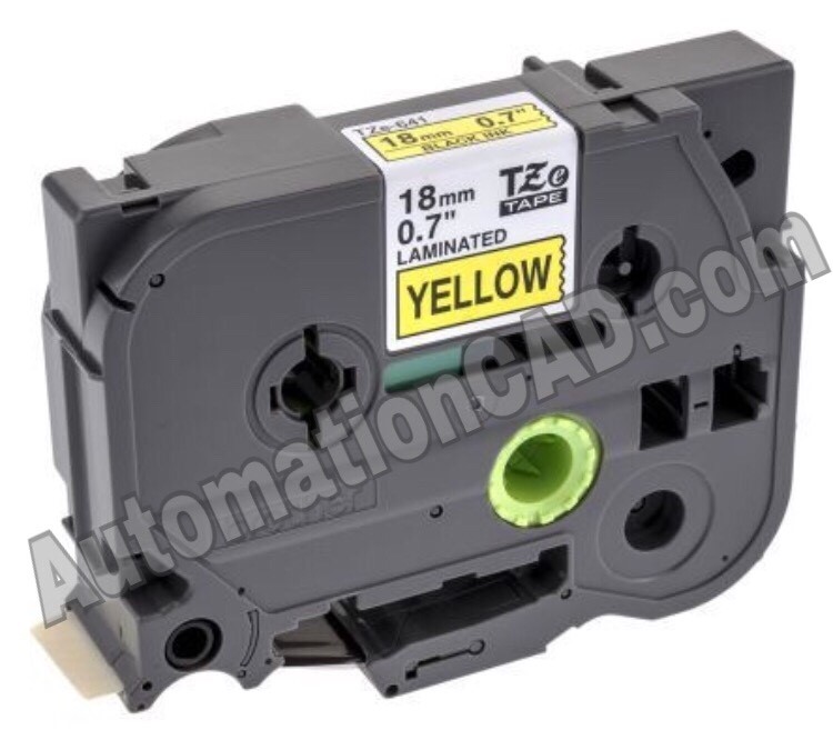 เทปพิมพ์อักษร TZE-641 ขนาด 18 มม. อักษรสีดำพื้นเหลือง แบบเคลือบพลาสติก Brother