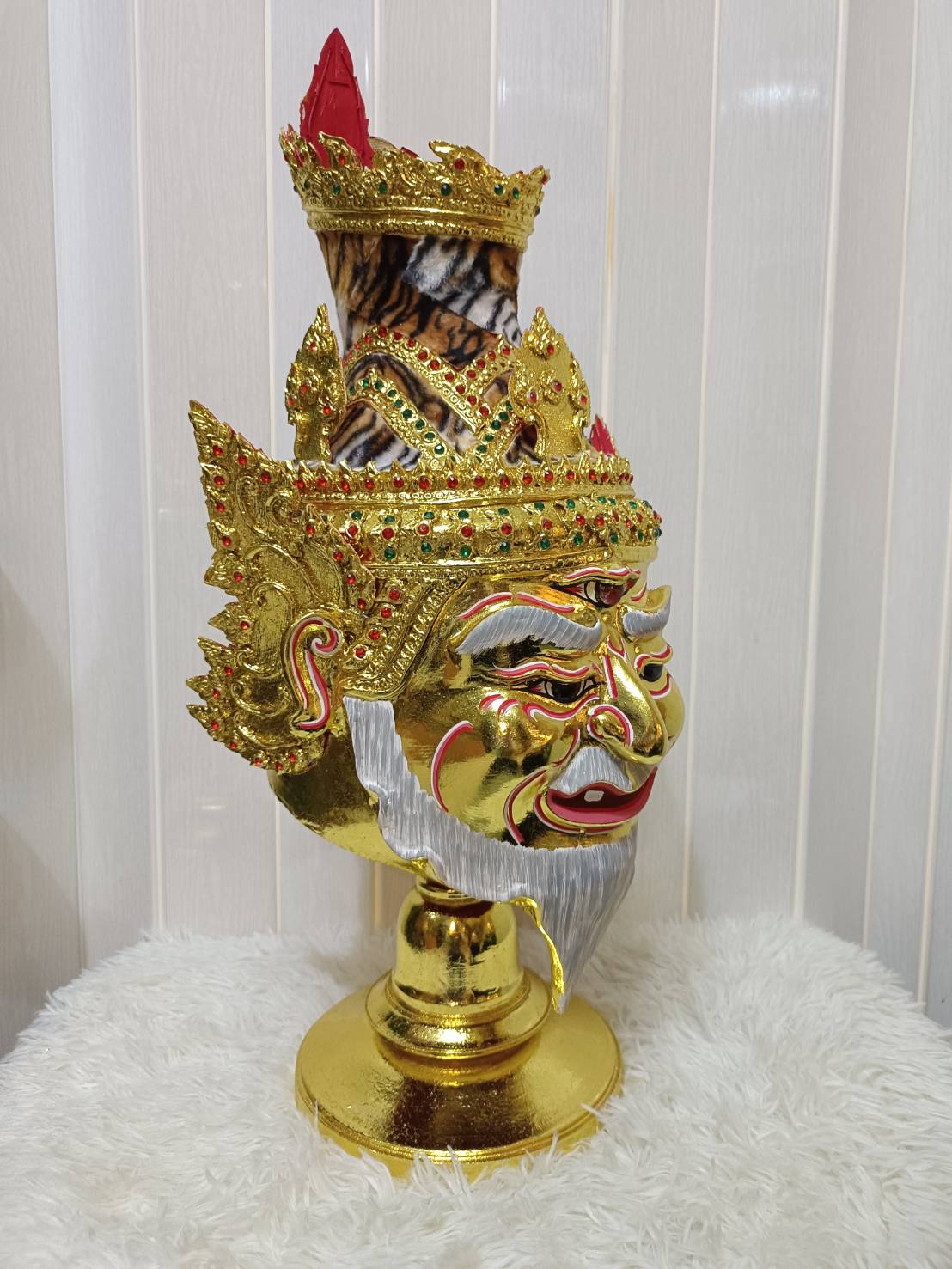 เศียรพ่อแก่ ฤาษีตาไฟ ขนาดครอบ พร้อมฐานไม้อัดสีแดงฟรี