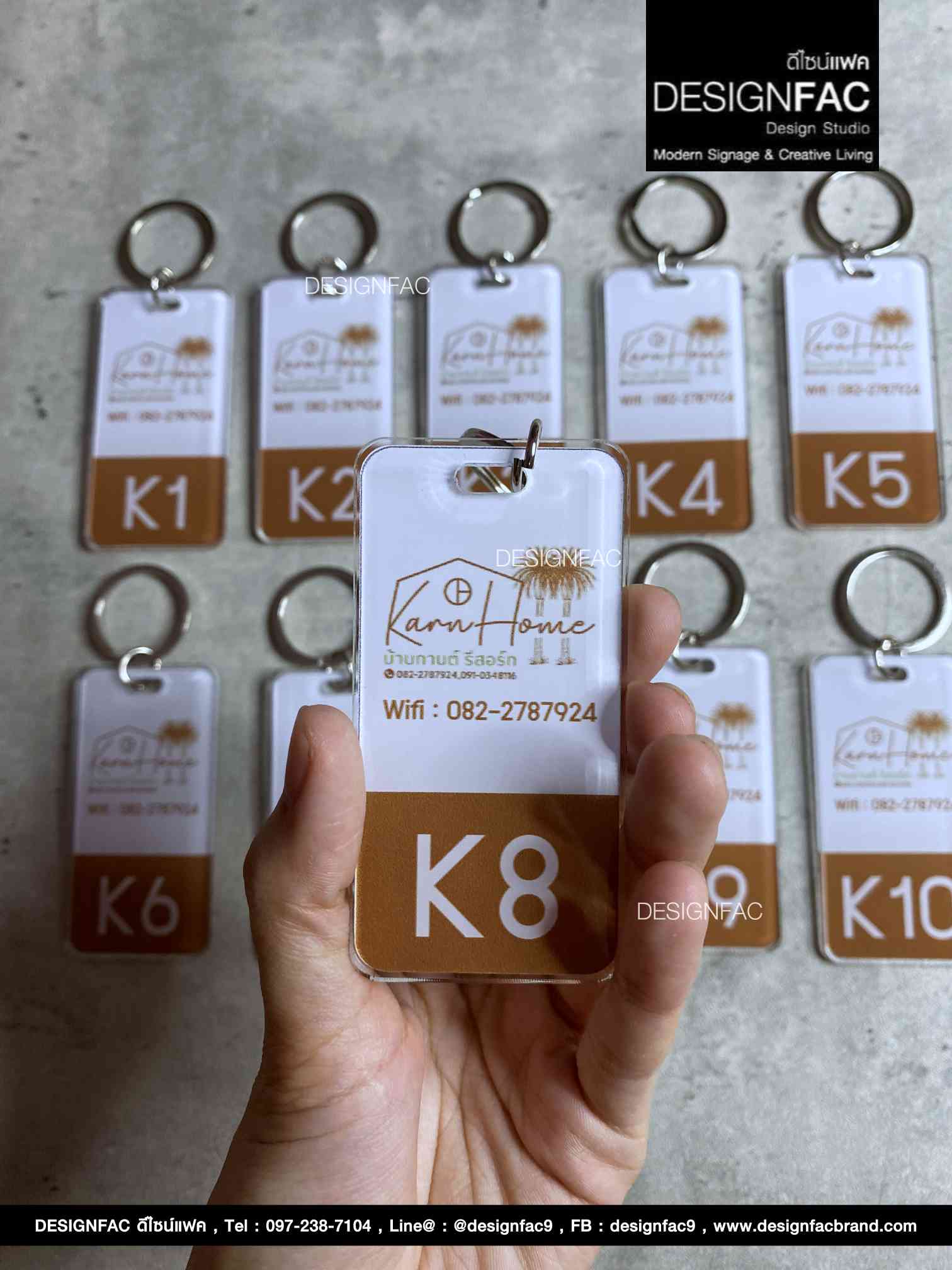 พวงกุญแจเลขห้องพัก พวงกุญแจอะคริลิค สไตล์โมเดิร์น มินิมอล