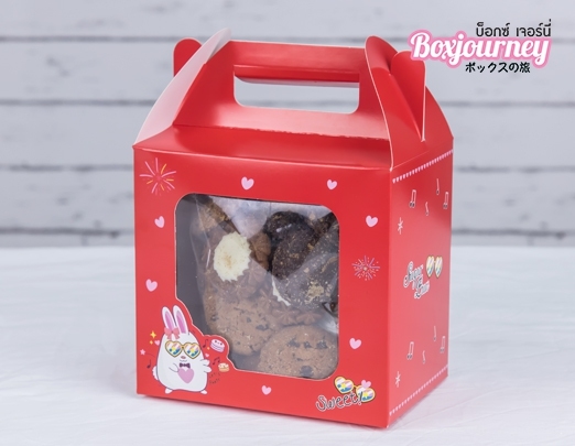กล่องคุกกี้ 500g sugar bun สีแดง แพ็ค 20 ใบ