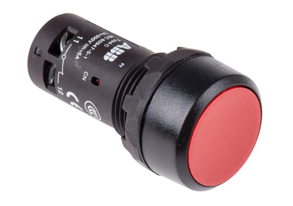 ปุ่มกด ABB Push Button Switch 1NC สวิตซ์กดเด้งกลับ รู 22 mm สีแดง