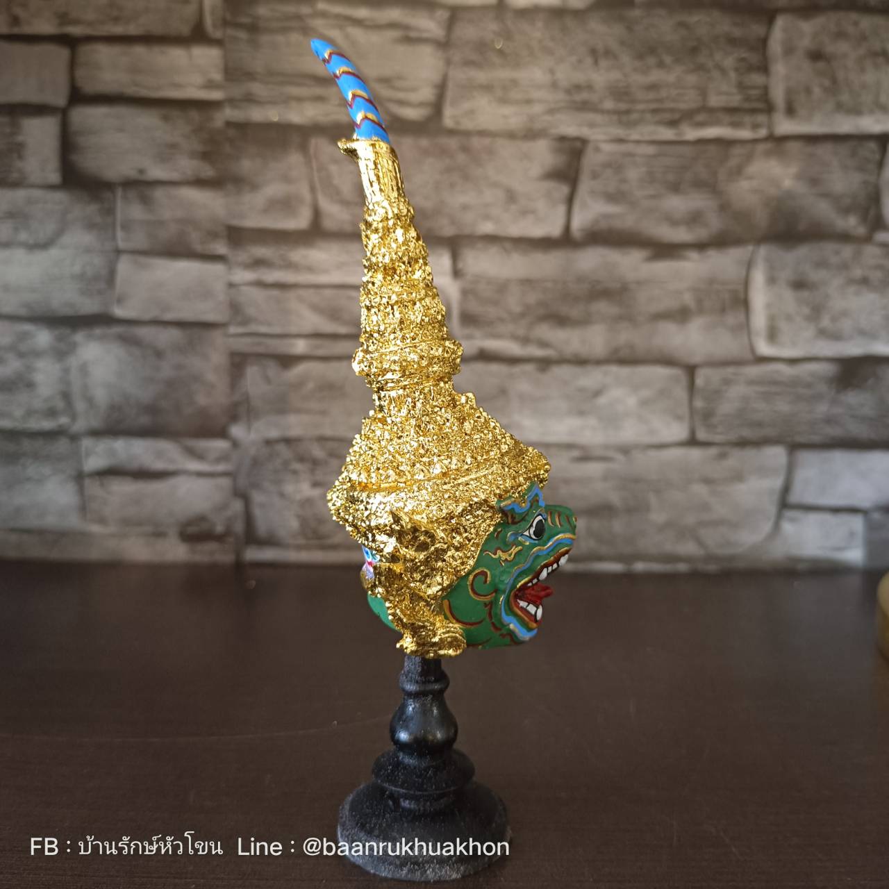 หัวโขนจิ๋ว พาลี เกรดพรีเมี่ยม เรซิ่นปิดทอง พร้อมขาตั้งสีดำ