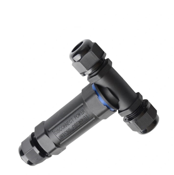 ข้อต่อสายไฟกันน้ำ แบบตัว T ใช้กับสายไฟ ขนาด 0.5 ถึง 2.5 mm² 4 เส้น แบบขันน็อต