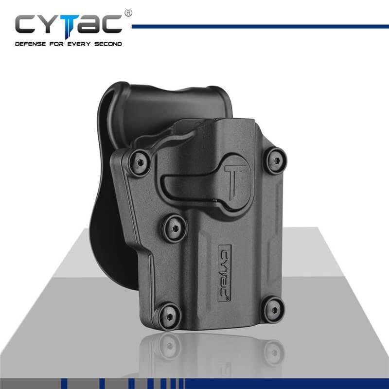 ซองปืนพกนอกปลดนิ้วชี้ Universal ยี่ห้อ Cytac รุ่น Mega-Fit Holster (ซองปืนพกนอกใส่ปืนได้หลายรุ่น) สามารถใส่ปืนได้มากกว่า70รุ่น คุณสมบัติ : #วัสดุผลิตจาก โพลิเมอร์เกรดกองทัพ #น้ำหนักเบา แข็งแรงทนทาน #ซองปืนพกนอกปลดนิ้วชี้ #ซองปืนสามารถปรับหมุนได้360องศา #ต