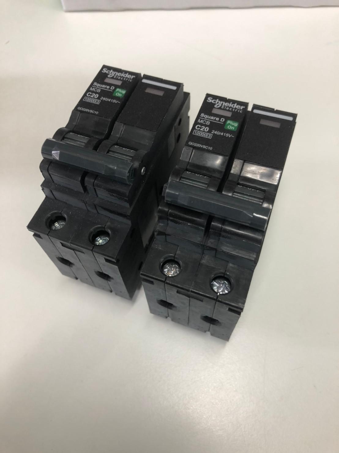 เบรกเกอร์ลูกย่อย SCHNEIDER MCB 2P 20A ป้องกันกระแสไฟฟ้าลัดวงจร ไฟซ็อต ไฟฟ้าเกิน