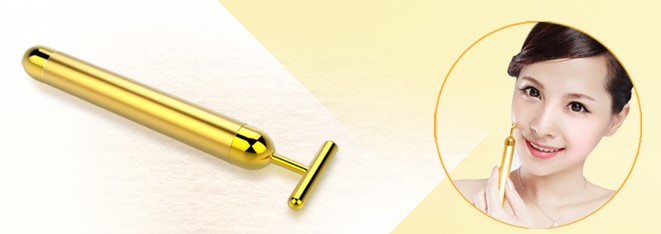 HE-033เครื่องนวดหน้าทองคำ 24K Gold Plated Energy T-Shape เครื่องยกกระชับใบหน้าให้หน้าเรียว ไร้ริ้วรอย ไร้ตีนกา