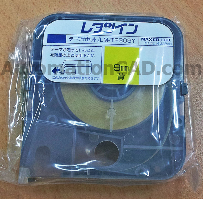 สติ๊กเกอร์ LABEL TAPE รุ่น LM-TP309Y with CASSETTE YELLOW 9 mm. ยาว 8 m ใช้กับ MAX LETATWIN