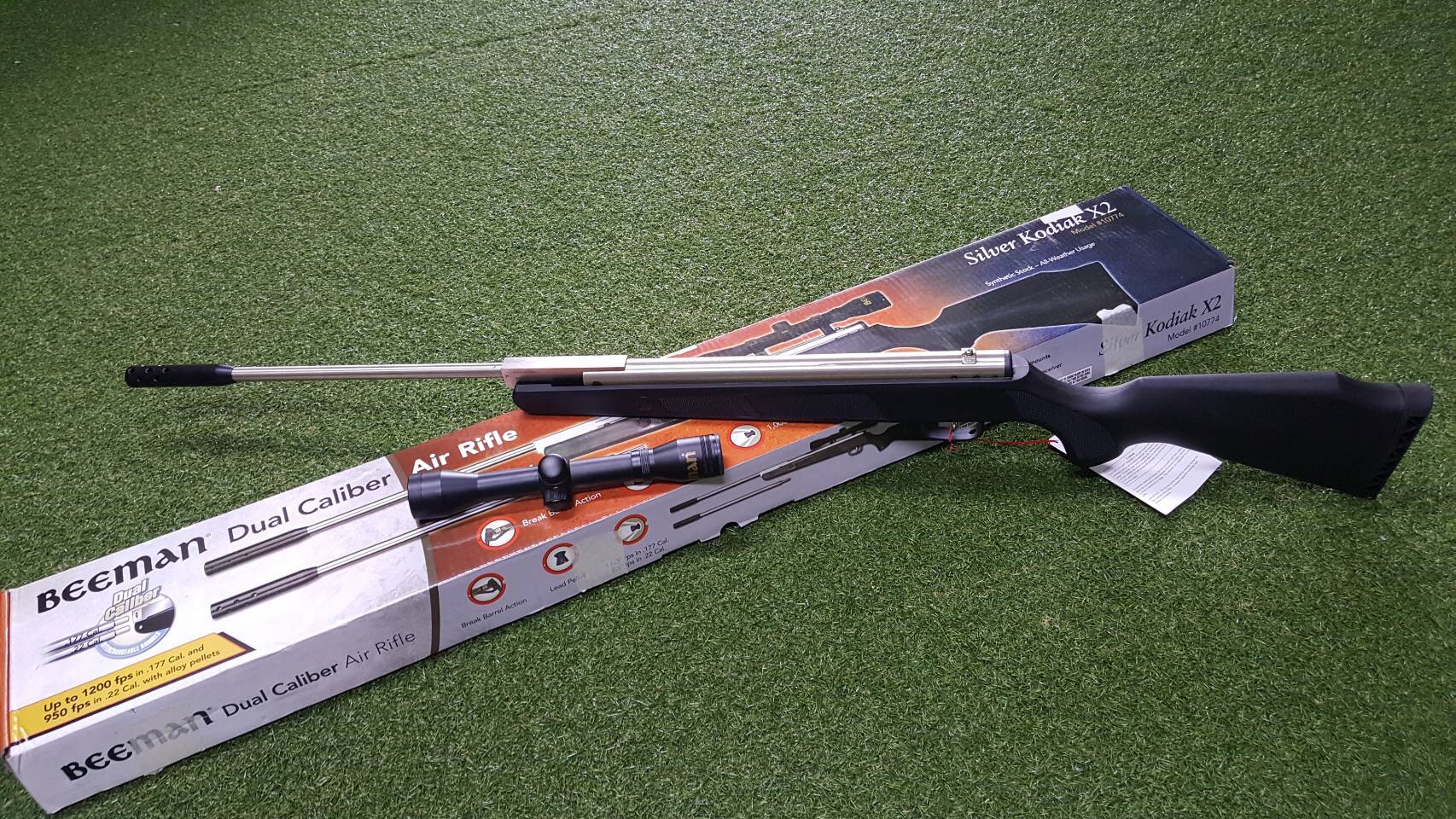 New.ปืนอัดลม Beeman Silver Kodiak X2 Dual Caliber Air Rifle ✔ระบบสปริงหักลำกล้อง ✔พร้อมกล้องBeeman 4x32 ซูม 4 เท่า ✔รูปทรงดูเหมือนRuger 10/22 ถอดลำกล้องเปลี่ยนได้ ราคาพิเศษ