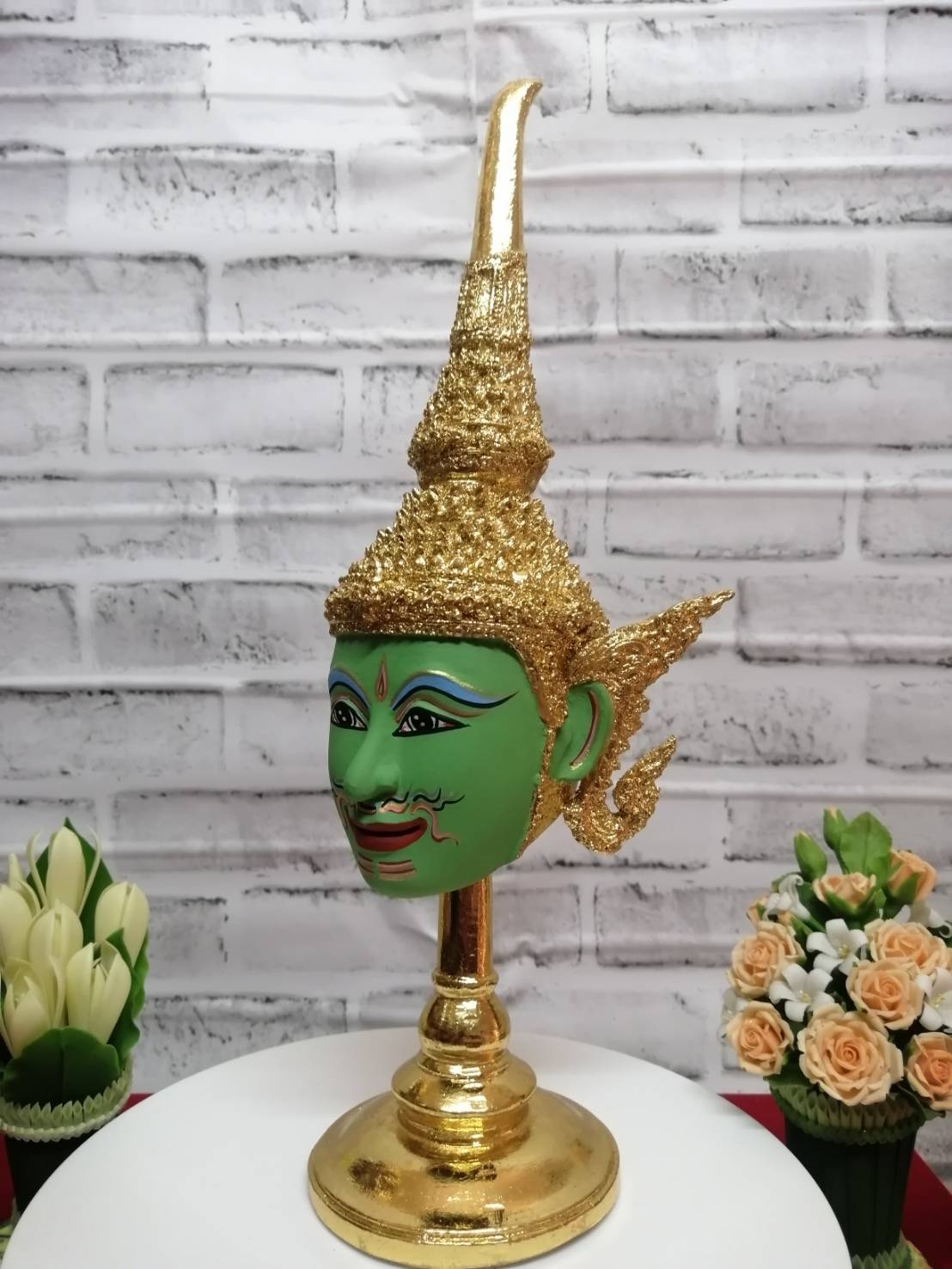 เศียรครู พระอินทร์ ขนาด 5 นิ้ว พร้อมฐานปิดทอง