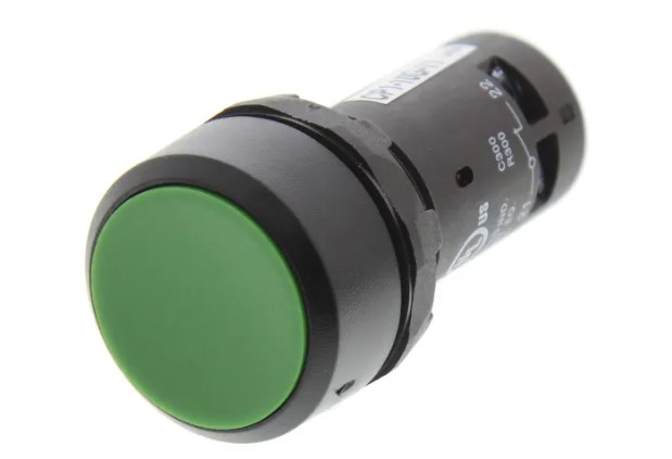 ปุ่มกด ABB 1NO+1NC สวิตซ์กดเด้งกลับ สีเขียว รู 22 mm Push Button Switch