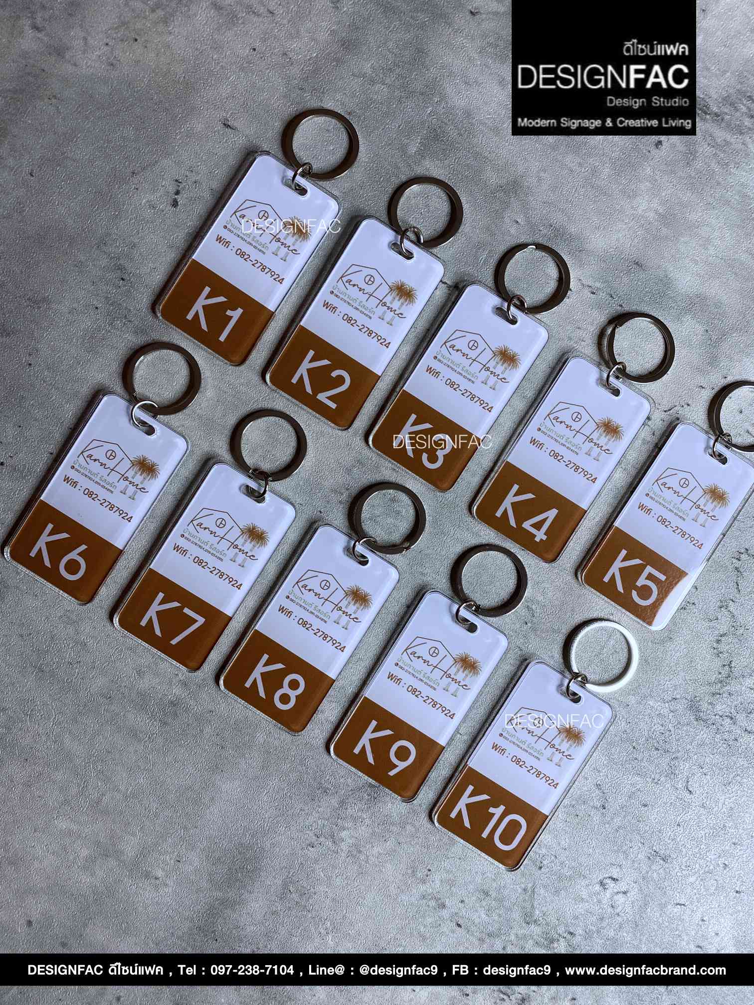 พวงกุญแจเลขห้องพัก พวงกุญแจอะคริลิค สไตล์โมเดิร์น มินิมอล