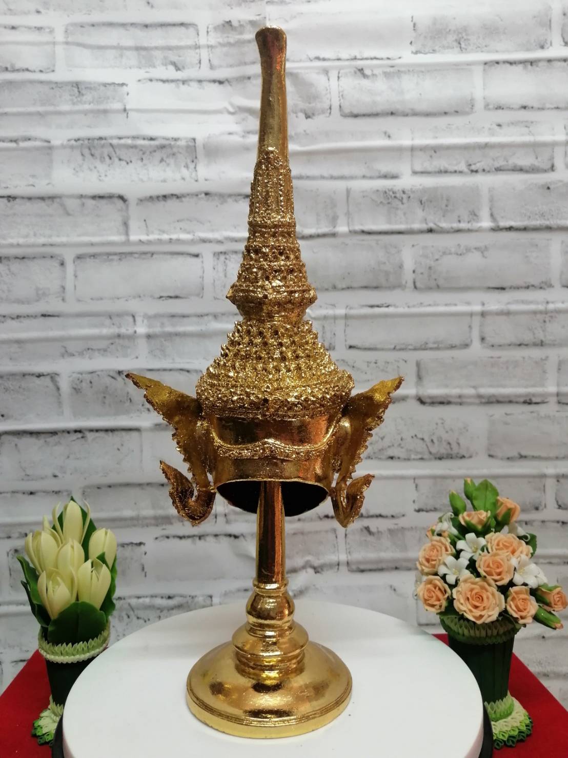 เศียรครู พระอินทร์ ขนาด 5 นิ้ว พร้อมฐานปิดทอง