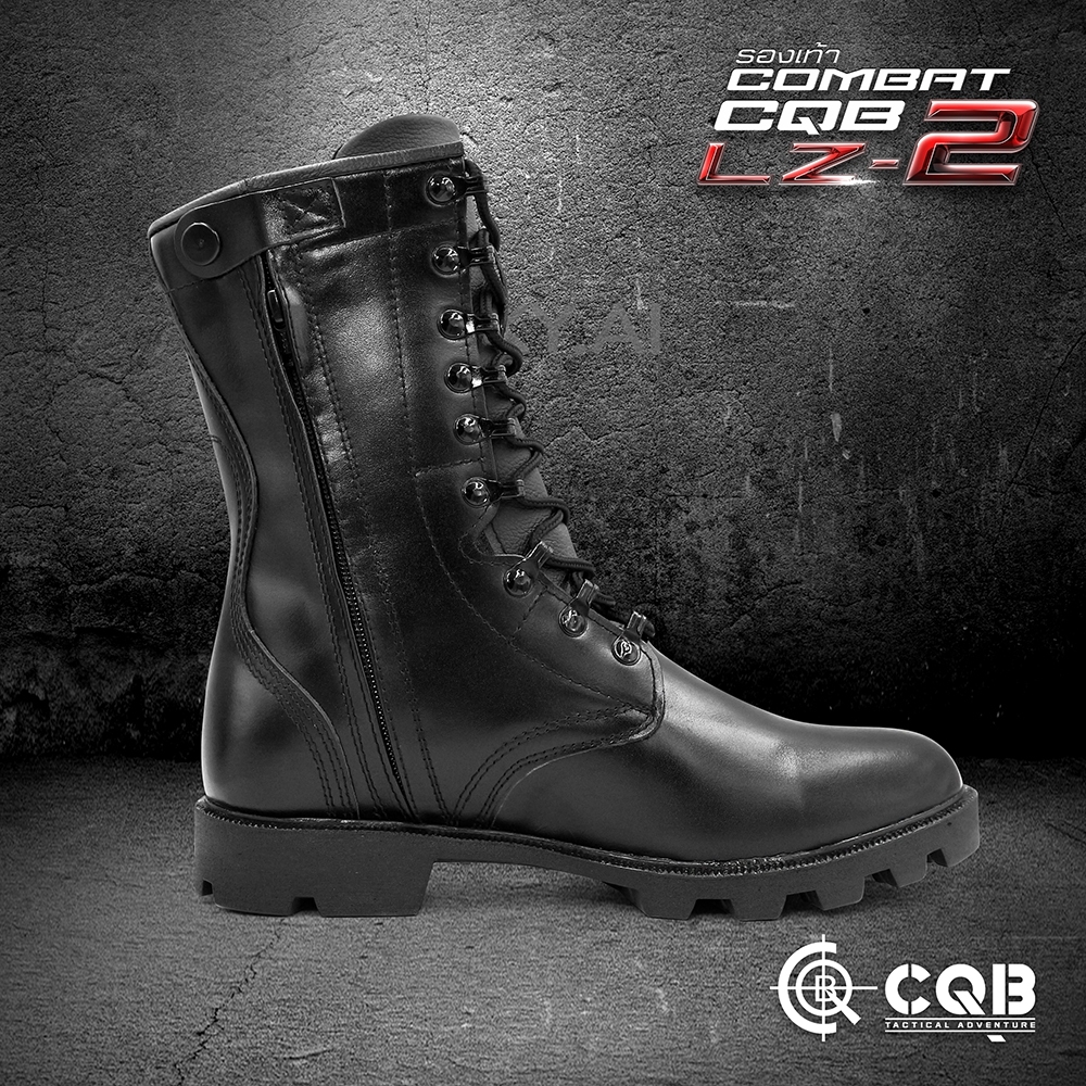 New.รองเท้า Combat CQB รุ่น LZ-2# (ซิปข้าง) รองเท้าคอมแบท หนังวัวแท้ ออกแบบมาเพื่อรองรับ ขนาดและรูปร่างเท้าของ คนไทย ทรงเรียวสูง แต่ไม่บีบรัดหน้าเท้า ⏩มีซิปข้าง เพื่อความสะดวก ในการสวมใส่ ⏩ตาไก่ปลดไว 9 รู ความสูงจากพื้น 10 นิ้ว ⏩น้ำหนักเบา หนังมีความนุ่มใ