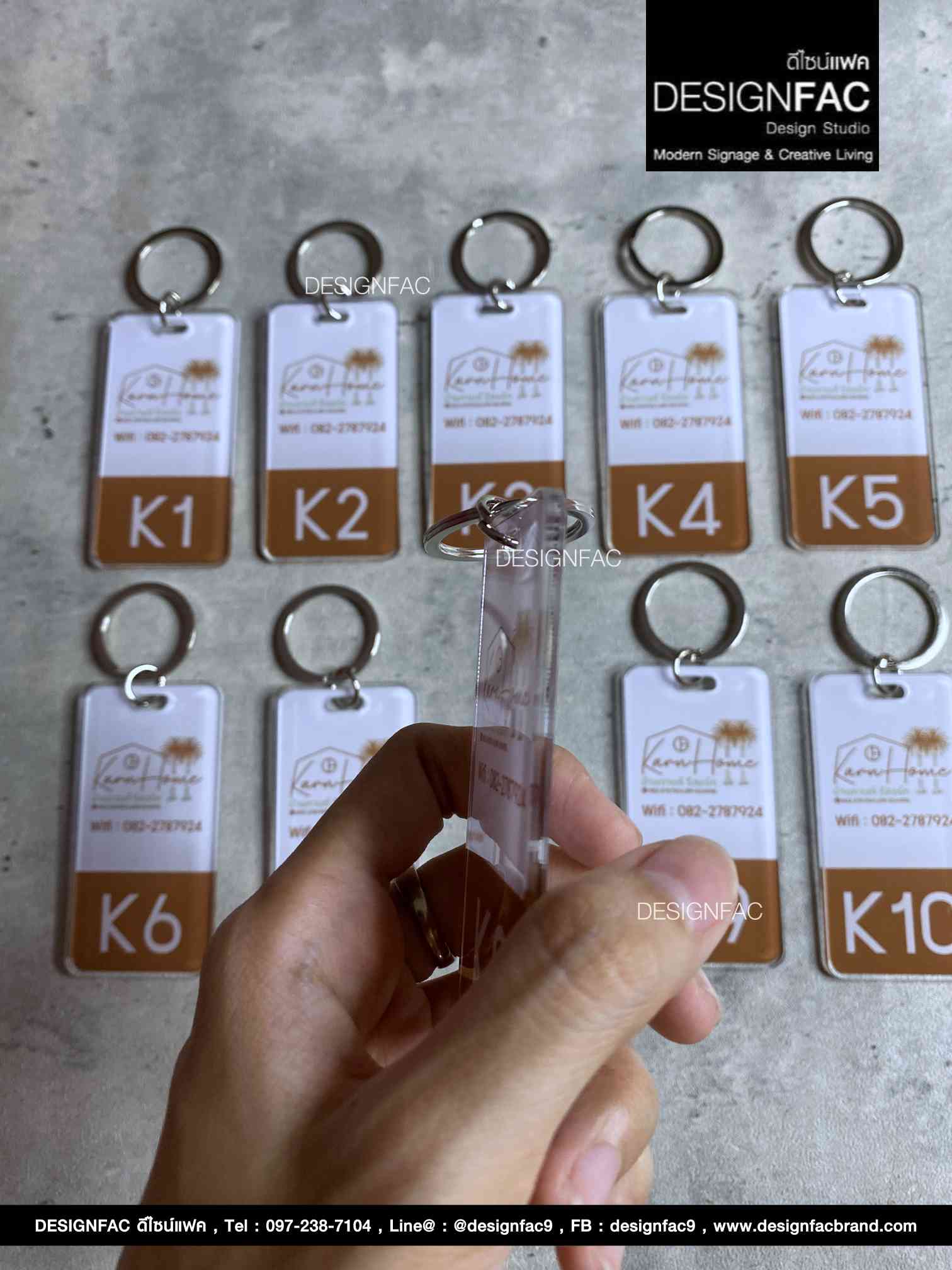 พวงกุญแจเลขห้องพัก พวงกุญแจอะคริลิค สไตล์โมเดิร์น มินิมอล