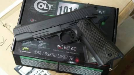 New.CYBERGUN COLT 1911 Rail CO2 GBB Pistol (Dual Tone) ราคาพิเศษ