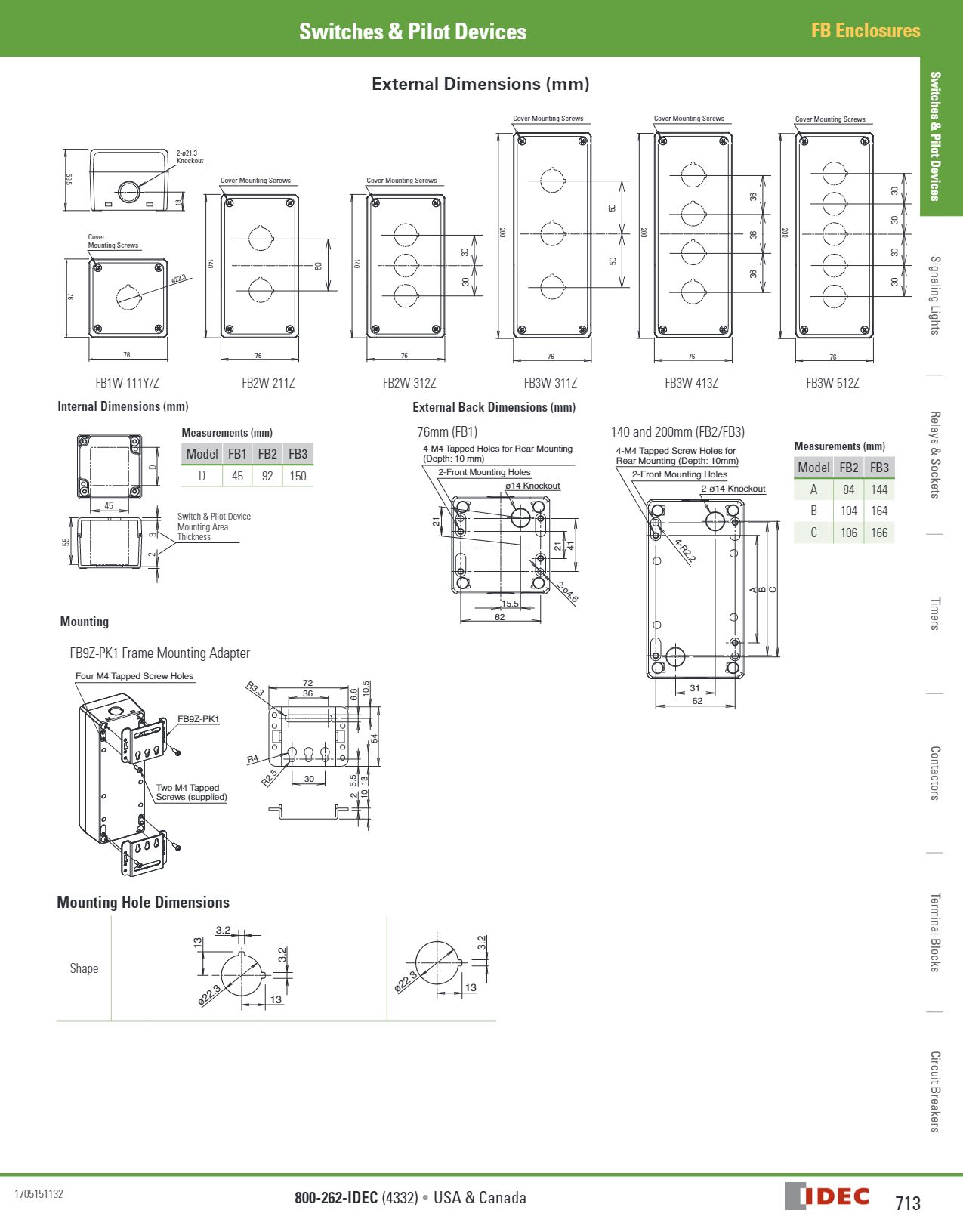 IDEC บ็อกพลาสติก สีครีม 5 รู Φ22mm Control Box FB Series กล่องพลาสติก ใส่ปุ่มกด