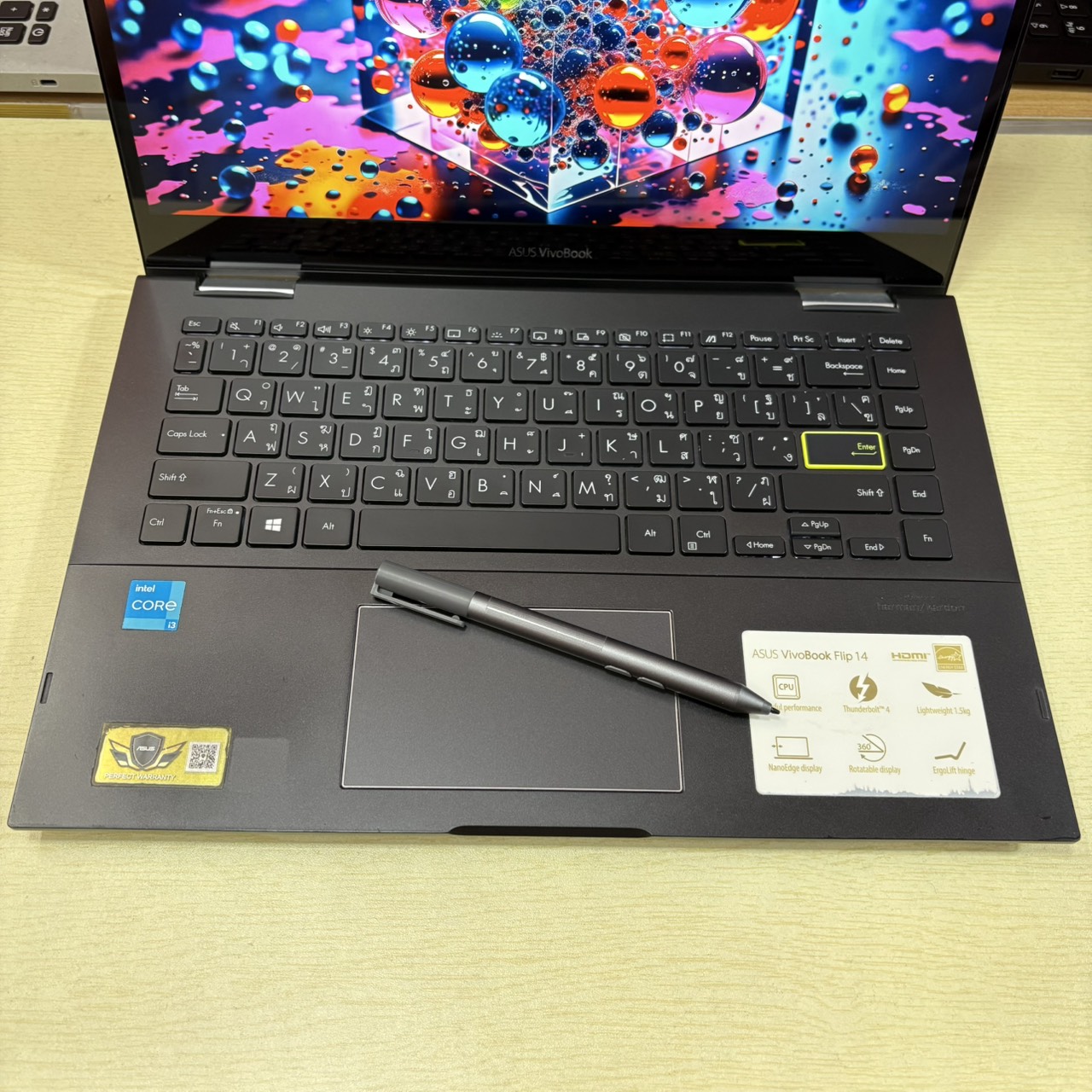 ASUS VIVOBOOOK FLIP 14 TP470EA-EC301WS สภาพเครื่อง 85% ติดฟิล์มกันรอยหน้าจอแล้ว ( 2 IN 1 ฝาพับ 360 องศา หน้าจอ Touch Screen + ปากกา )