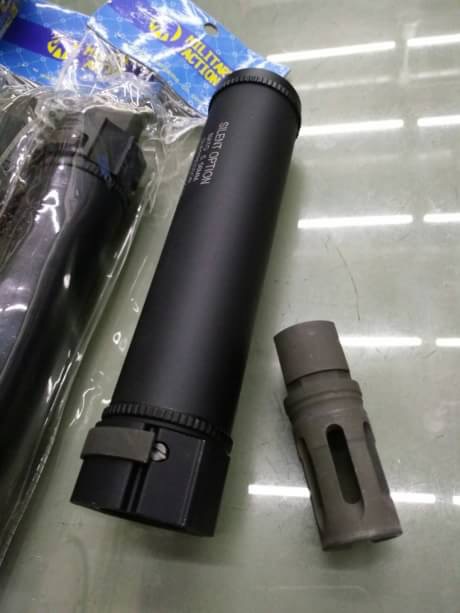 New.Surefire FA556 MG 6.72 inch Airsoft Suppressor Silencer W/ Flash Hider 14mm- ราคาพิเศษ