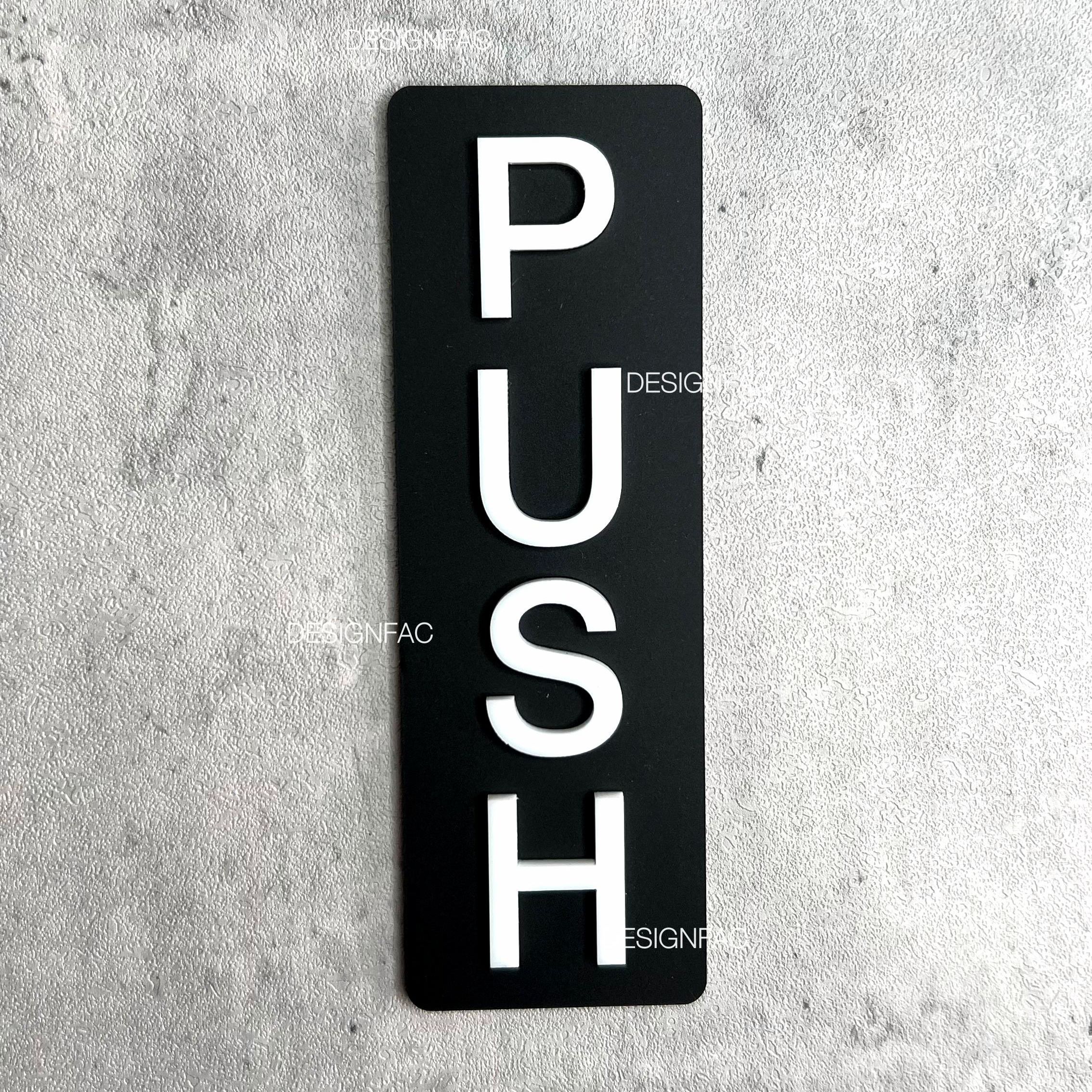 ป้ายดึงผลัก ป้ายผลักดึงแนวตั้ง PULL PUSH ป้ายติดประตู ป้ายสัญลักษณ์ สไตล์โมเดิร์น ลอฟท์ มินิมอล