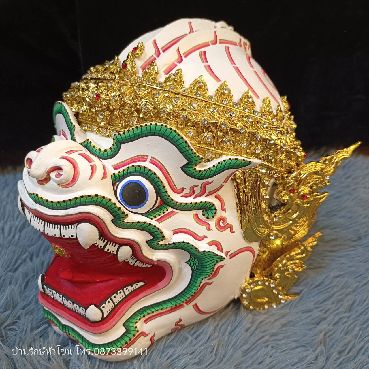 หัวโขนลิง ติดผนัง (ลิงขาว หนุมาน) เกรดพรีเมี่ยมประดับเพชร