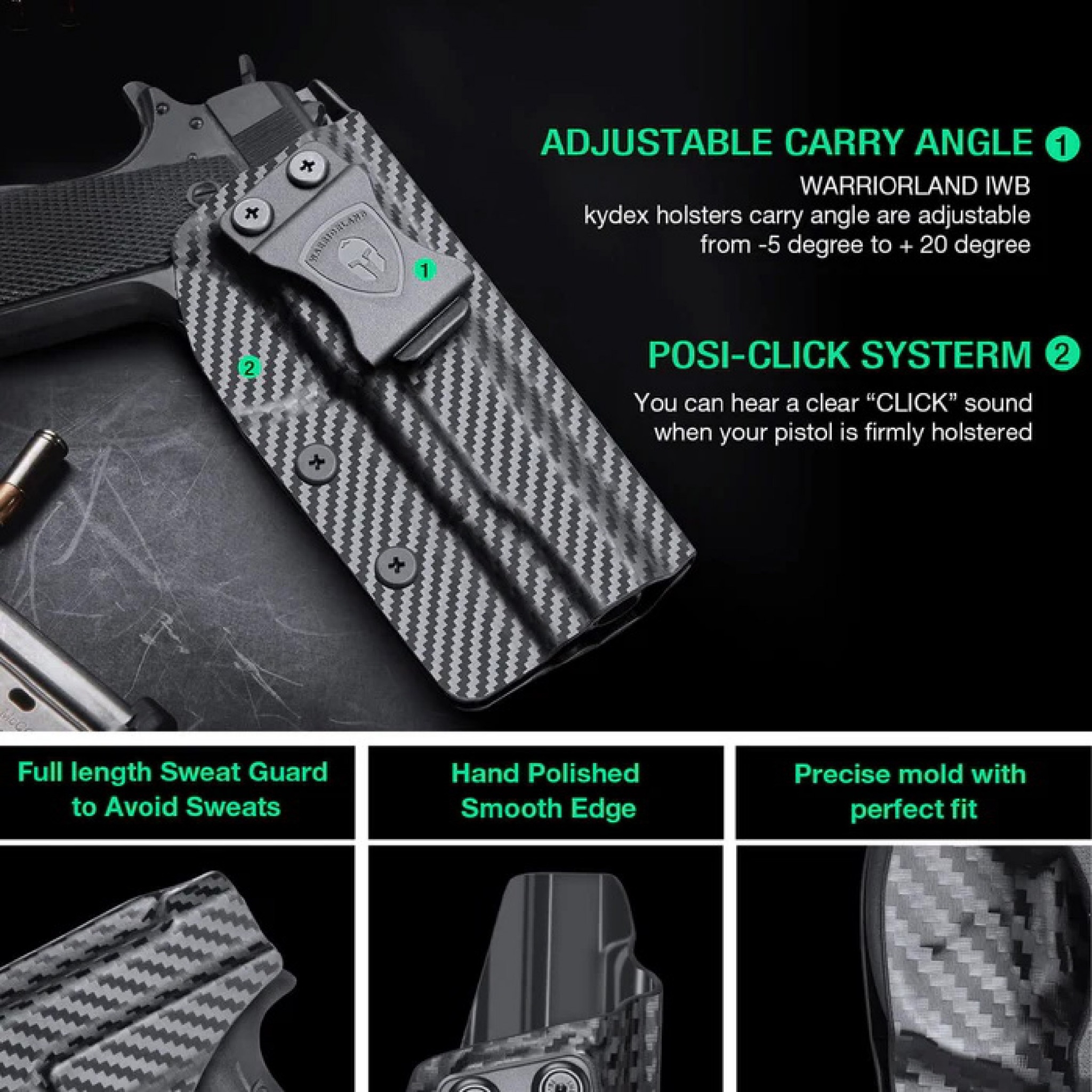 New. ซองพกใน Carbon Fiber 1911 (ไม่มีราง) Carbon Fiber Holster 1911 (ไม่มีราง) ( Warriorland ) - ผลิตจาก Carbon Fiber คุณภาพสูง - แผ่นหนา 2 mm. แข็งแรงทนทา - ออกแบบให้ซองคลุมรอบโกร่งไก ป้องกันอุบัติเหตุ - ซองไม่เก็บความชื้น ทำความสะอาดง่าย - ปรับความกระชั