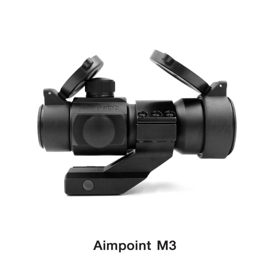 Dot Aimpoint M3 RD3000 ตัวเรือนผลิตจาก Aluminium ทำสีผิว Anodized สวยงาม ดอทสีเขียว / แดง ปรับความสว่างได้ 5 ระดับ ตัวศูนย์ปรับในได้ มีฝาปิดมิดชิด ฝากระดกทั้ง 2 ข้างและมีแผ่นกันกระแทกเลนส์ มาพร้อมขา ยกสูงระดับสายตา เล็งง่าย ขายึดจับขนาด 20 mm. ยึดราง Pica