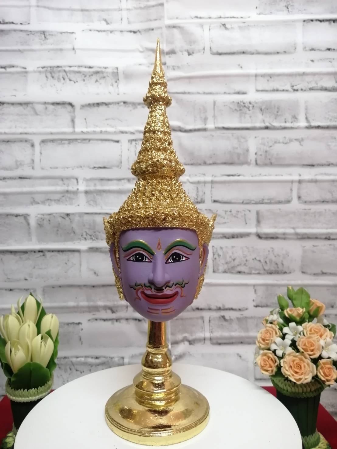 เศียรครู พระนารายณ์ ขนาด 5 นิ้ว พร้อมฐานปิดทอง