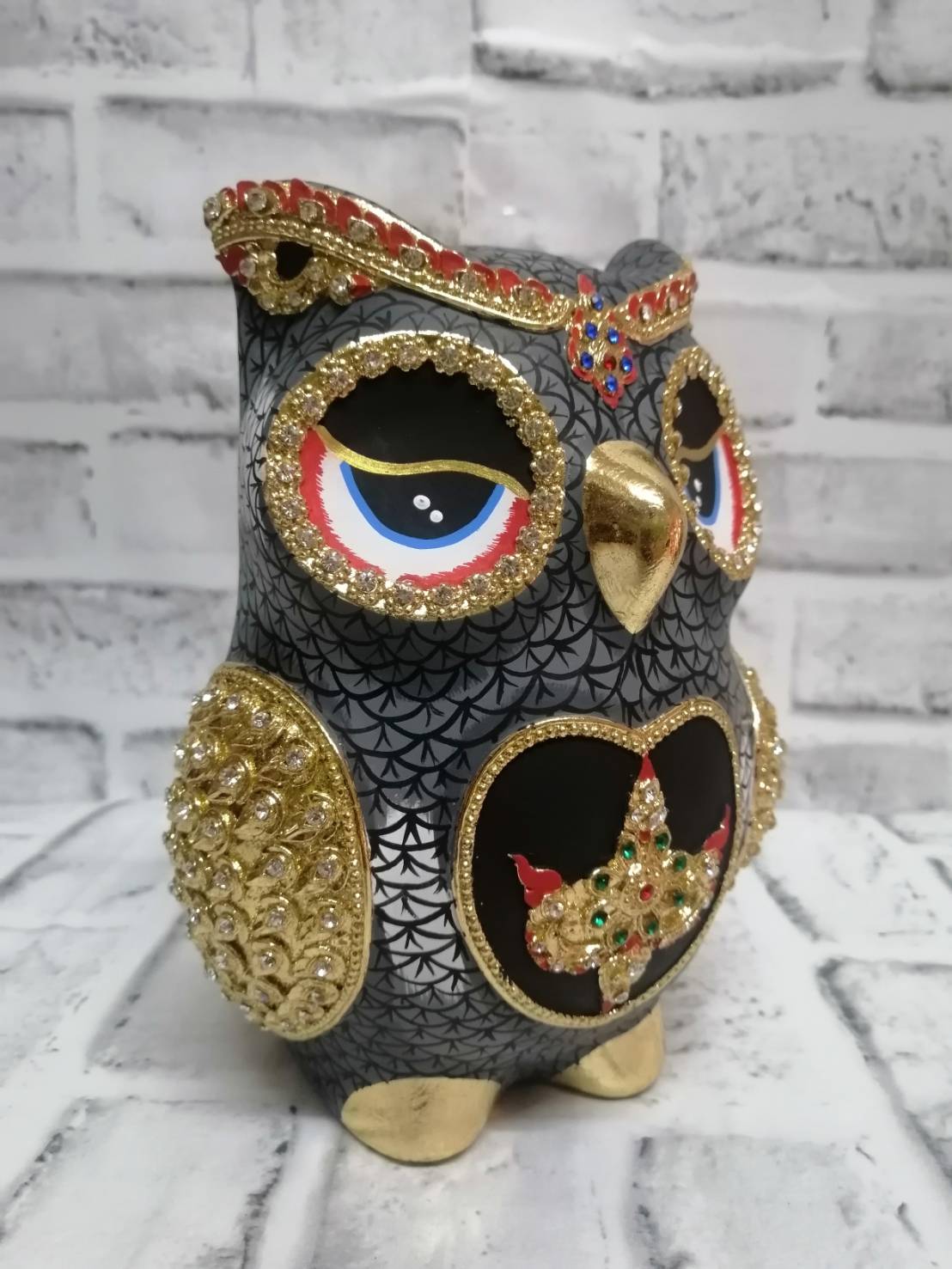 นกฮูก ทองเค ประดับเพชร