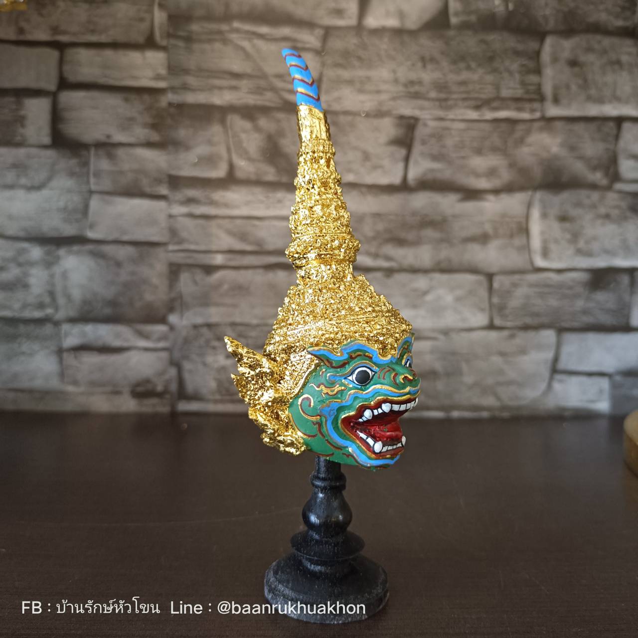 หัวโขนจิ๋ว พาลี เกรดพรีเมี่ยม เรซิ่นปิดทอง พร้อมขาตั้งสีดำ