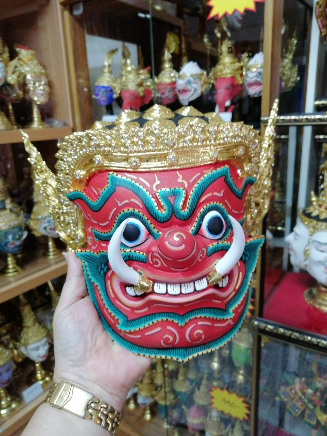 หัวโขนยักษ์ ติดผนัง พร้อมกรอบลายไทย